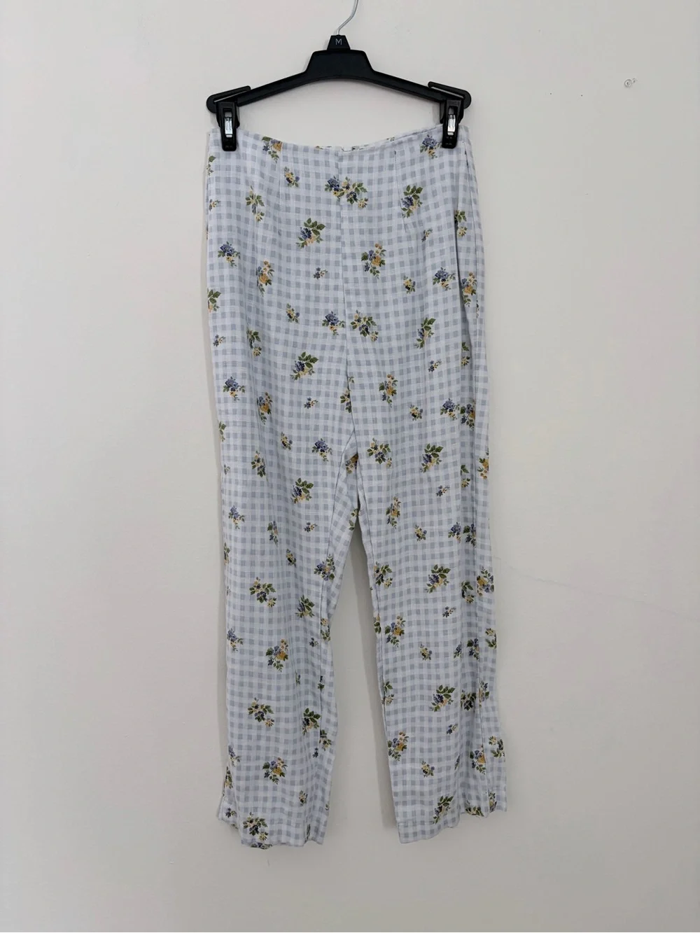 Reformation Floral Gingham Trouser Pants - White